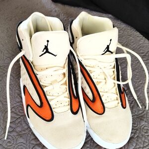 Jordan Women's Cream and Orange High-Top Sneakers
